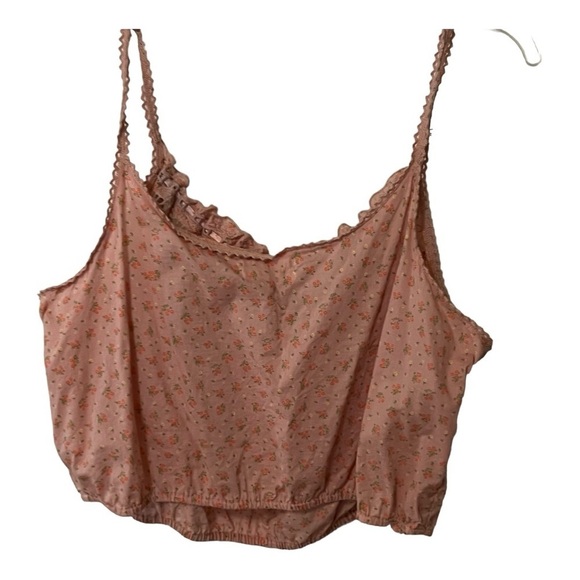 Lucky Brand Lace Detail Spaghetti Strap bow tie Top Shirt XL Cropped Floral Boho - Picture 7 of 15